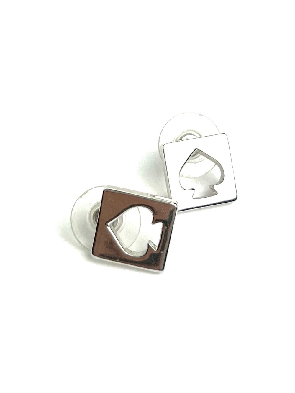 Kate Spade Silver Tone Spade Cutout Stud Earrings Women Jewelry Flat Elegant